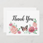 バタフライピンクフローラありがとう ポストカード (正面/裏面)