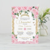 バタフライピンクフローラバラと金ゴールドキンセアニェラ 招待状 (スタンド正面)