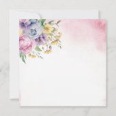 バタフライピンクフローラブライダルティーブライダルシャワー 招待状 (裏面)