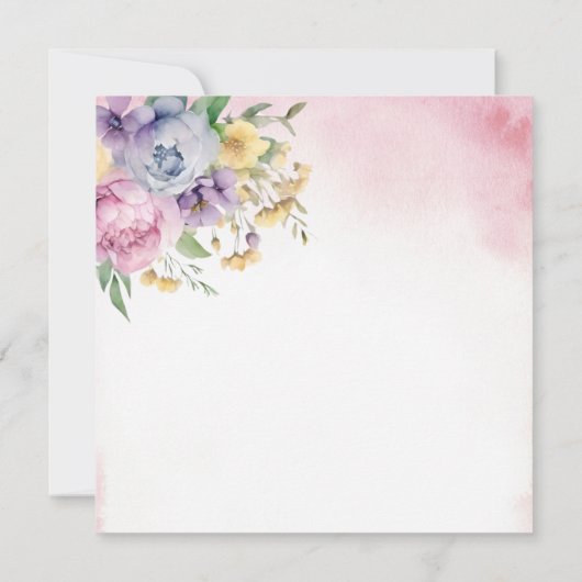 バタフライピンクフローラブライダルティーブライダルシャワー 招待状 (裏面)