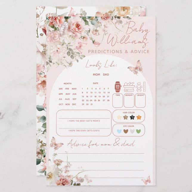 バタフライピンクフローラベビー予測ゲーム (正面/裏面)