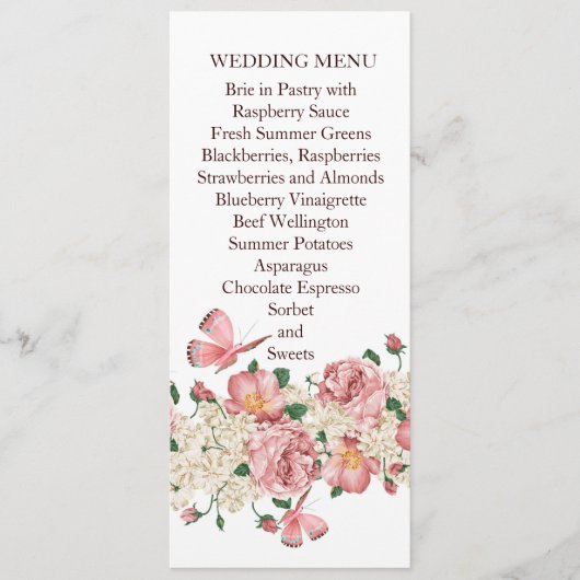 バタフライピンクフローラ庭園の結婚式メニュー メニュー (正面)