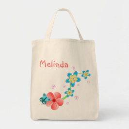 バタフライピンクブルーフローララージトートバッグ ラージトートバッグ