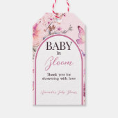 バタフライピンクベビーイン開花ガールベビーシャワー ギフトタグ (正面)