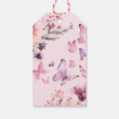 バタフライピンクベビーイン開花ガールベビーシャワー ギフトタグ (裏面)