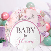 バタフライピンクベビーイン開花ガールベビーシャワー