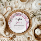 バタフライピンクベビーイン開花ガールベビーシャワー ペーパープレート