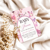 バタフライピンクベビーイン開花ガールベビーシャワー 招待状