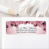 バタフライピンクローズ結婚ズ差出人住所 ラベル (インサイチュ)
