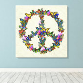 バタフライピースシンボル キャンバスプリント (インサイチュ (ウッドフロア))