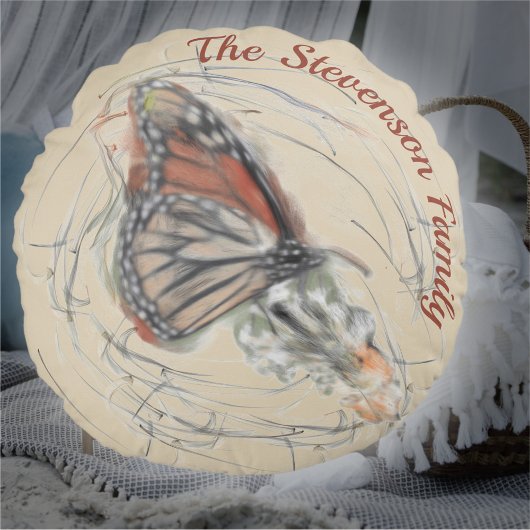 バタフライファミリー魔法 ラウンドクッション