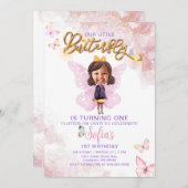 バタフライファースト誕生日ガールファースト招待状 招待状 (正面/裏面)