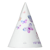 バタフライファースト誕生日ガール1stピンクパーティー帽子 パーティーハット (左)