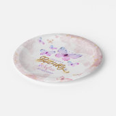 バタフライファースト誕生日ガール1stピンクパープル ペーパープレート (アングル)