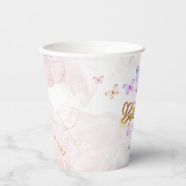 バタフライファースト誕生日ガール1stピンクパープル 紙コップ