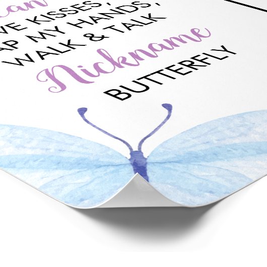 バタフライファースト誕生日マイルストーンポスター ポスター (角)