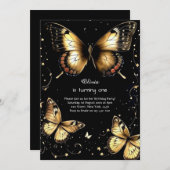 バタフライファースト誕生日招待状 招待状 (正面/裏面)