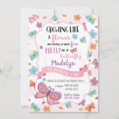 バタフライファースト誕生日招待状 招待状 (正面)