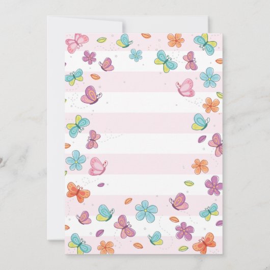 バタフライファースト誕生日招待状 招待状 (裏面)