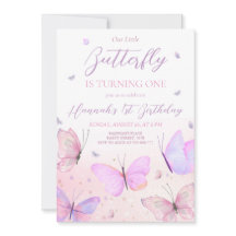 バタフライファースト誕生日招待状