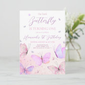 バタフライファースト誕生日招待状 招待状 (スタンド正面)