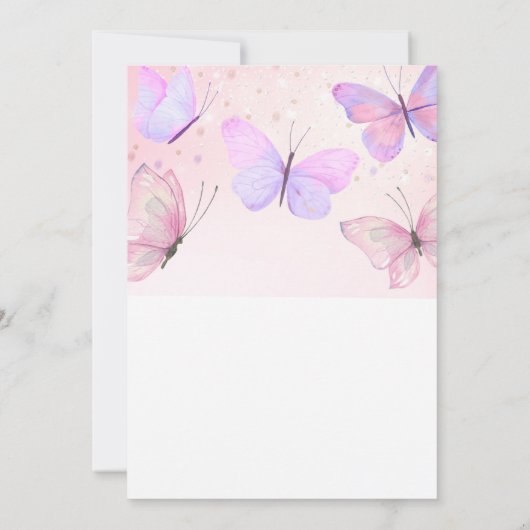 バタフライファースト誕生日招待状 招待状 (裏面)