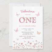 バタフライファースト誕生日 招待状 (正面)