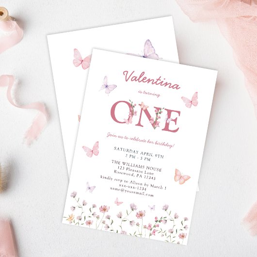 バタフライファースト誕生日 招待状