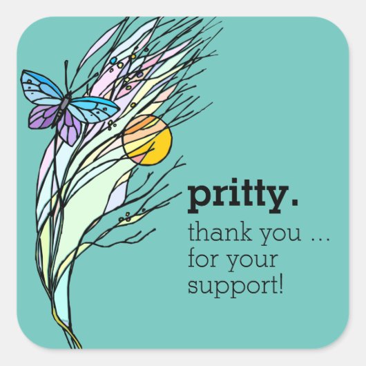 バタフライフィールドデザインスクエアステッカー スクエアシール (正面)