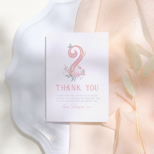 バタフライフェアユタレフローラガールバースデーパーティー サンキューカード