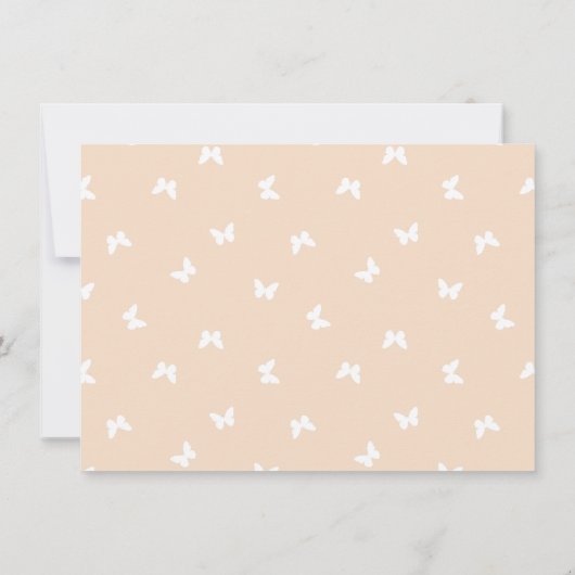 バタフライフェアユタレフローラガールフォト誕生日 招待状 (裏面)