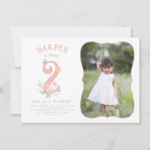 バタフライフェアユタレフローラガールフォト誕生日 招待状 (正面)