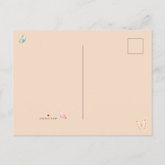 バタフライフェアユタレフローラフォト誕生日はがき インビテーションポストカード (裏面)