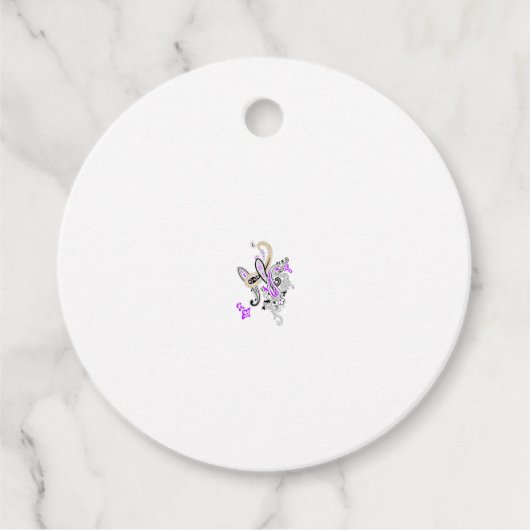 バタフライフェアリータトゥーベクトル – ヴィンテージフローラアート フェイバータグ (正面)