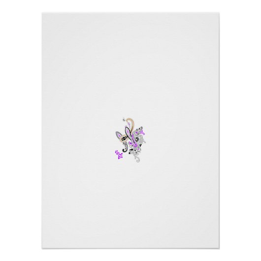 バタフライフェアリータトゥーベクトル – ヴィンテージフローラアート ポスター (正面)