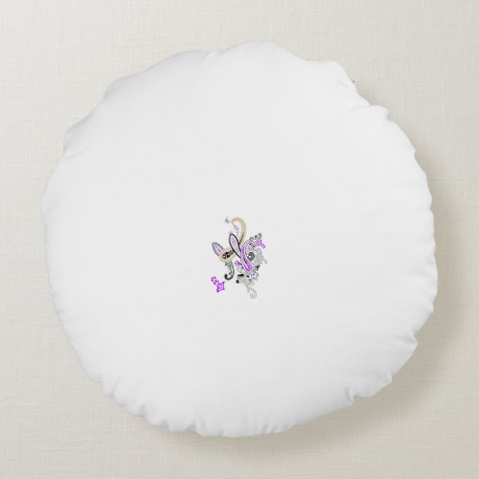 バタフライフェアリータトゥーベクトル – ヴィンテージフローラアート ラウンドクッション (裏面)
