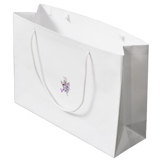 バタフライフェアリータトゥーベクトル – ヴィンテージフローラアート ラージペーパーバッグ (裏面アングル)