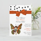 バタフライフェアリーベビーシャワー招待状 招待状 (スタンド正面)