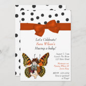 バタフライフェアリーベビーシャワー招待状 招待状 (正面/裏面)