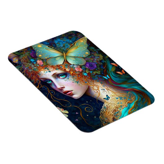 バタフライフェアリー小妖精や小人レディファンタジーアート マグネット (右側)