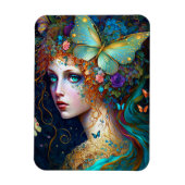 バタフライフェアリー小妖精や小人レディファンタジーアート マグネット (縦)