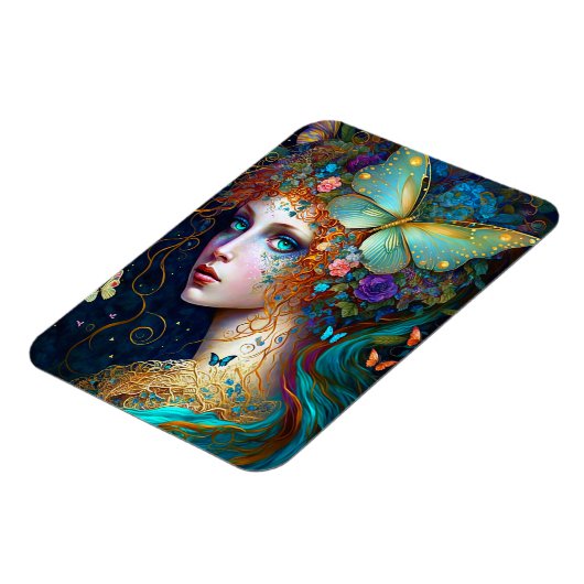 バタフライフェアリー小妖精や小人レディファンタジーアート マグネット (左側)