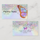 バタフライフェイクグリッターデザイン名刺 名刺 (正面/裏面)