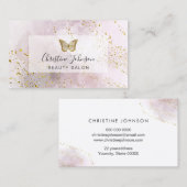 バタフライフェイクグリッター水色 名刺 (正面/裏面)