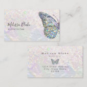 バタフライフェイクパステルグリッター名刺 名刺 (正面/裏面)