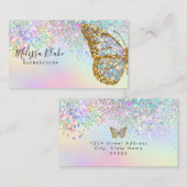 バタフライフェイクパステルグリッター 名刺 (正面/裏面)