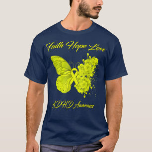 バタフライフェイスホープラブADHD認識度 Tシャツ