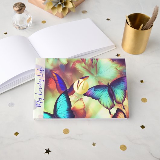 バタフライフォイルモノグラムスクラップブックアルバム ゲストブック (正面見開き)