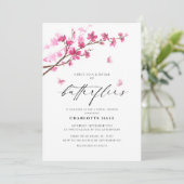 バタフライフォトさくらんぼ花ピンクブライダルシャワー 招待状 (スタンド正面)