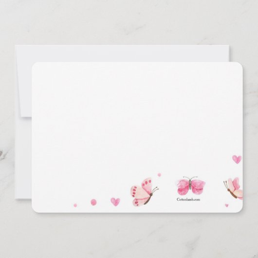 バタフライフォトフレーム誕生日パーティー 招待状 (裏面)